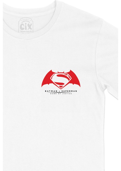 Batman & Superman Cep Logo Tasarımlı Beyaz Tişört fiyatları