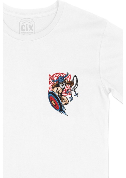 Viking Gürz ve Kalkanlı Cep Logo Tasarımlı Beyaz Tişört fiyatları