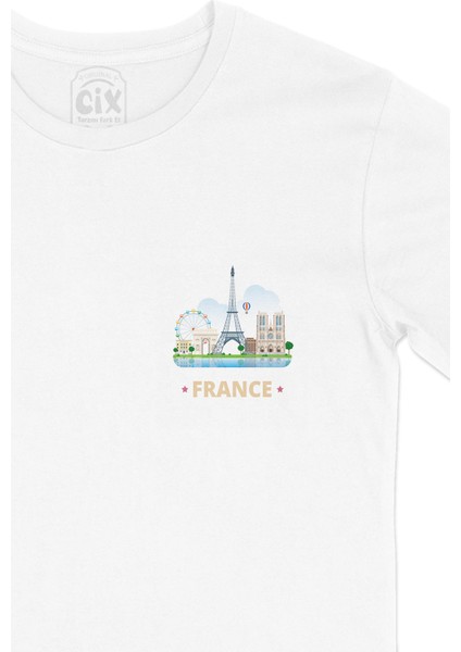 Fransa Cep Logo Tasarımlı Beyaz Tişört fiyatları