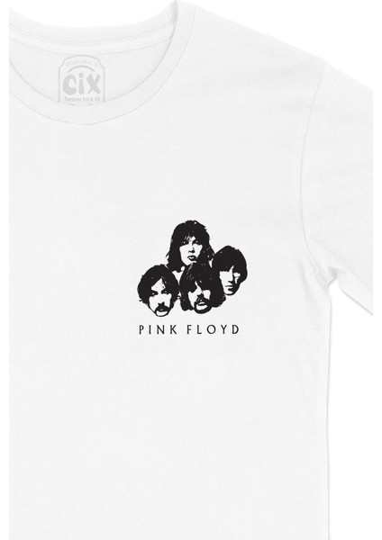 Pink Floyd Üyeleri Cep Logo Tasarımlı Beyaz Tişört fiyatları