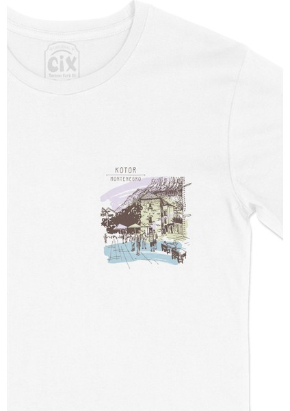 Kotor Karadağ Ordu Meydanı Cep Logo Tasarımlı Beyaz Tişört fiyatları