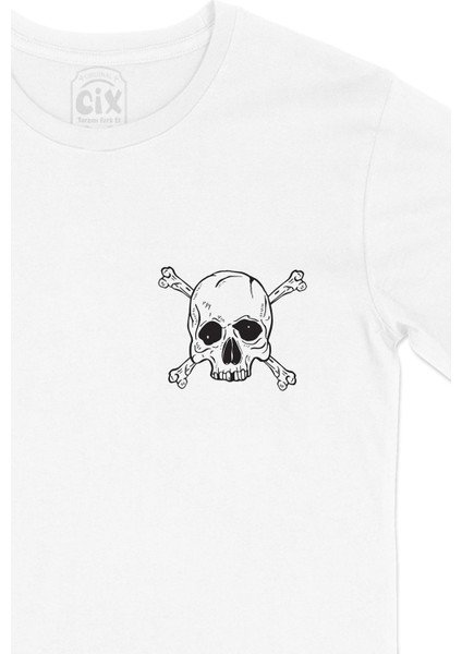 Kemikli Kuru Kafa Cep Logo Tasarımlı Beyaz Tişört fiyatları