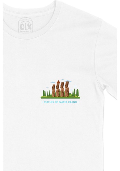 Paskalya Adası Cep Logo Tasarımlı Beyaz Tişört fiyatları