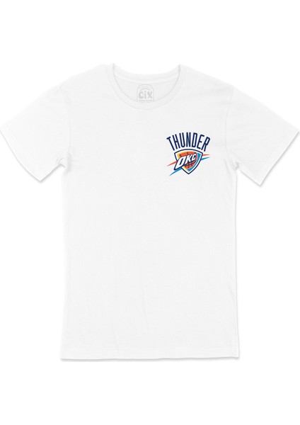 Oklahoma City Thunder Cep Logo Tasarımlı Beyaz Tişört