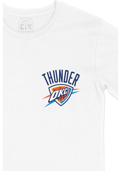 Oklahoma City Thunder Cep Logo Tasarımlı Beyaz Tişört