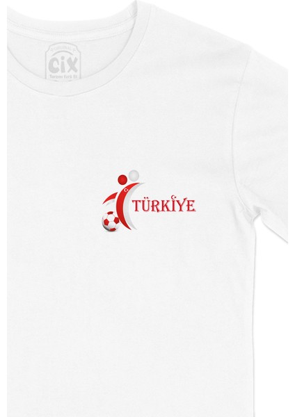 Türkiye Futbol Milli Takımı Cep Logo Tasarımlı Beyaz Tişört fiyatları