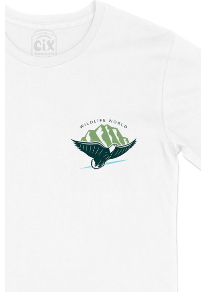 Wild Life World Cep Logo Tasarımlı Beyaz Tişört fiyatları