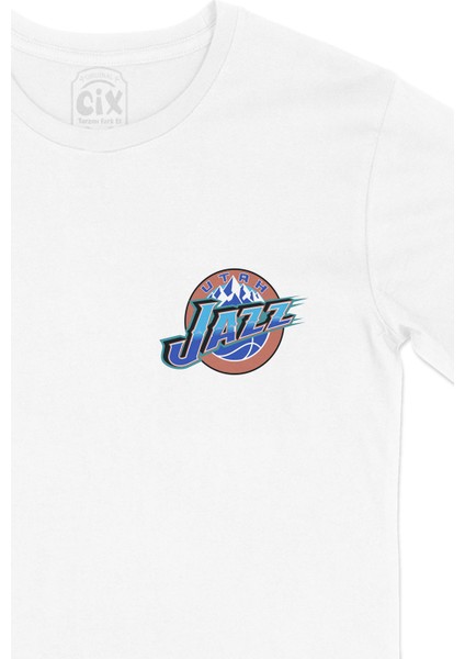 Utah Jazz Old Logo Cep Logo Tasarımlı Beyaz Tişört fiyatları