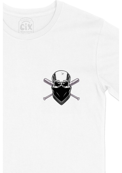 Beyzbol Kuru Kafa Cep Logo Tasarımlı Beyaz Tişört fiyatları