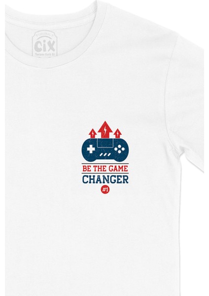 Game Changer Cep Logo Tasarımlı Beyaz Tişört fiyatları