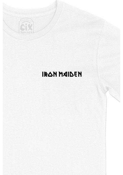 Iron Maiden Cep Logo Tasarımlı Beyaz Tişört fiyatları