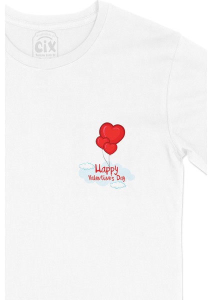 Sevgililer Günü Cep Logo Tasarımlı Beyaz Tişört fiyatları