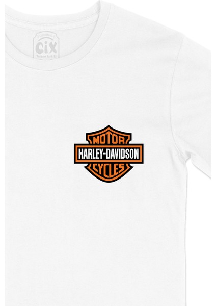 Harley Davidson Cycles Cep Logo Tasarımlı Beyaz Tişört fiyatları