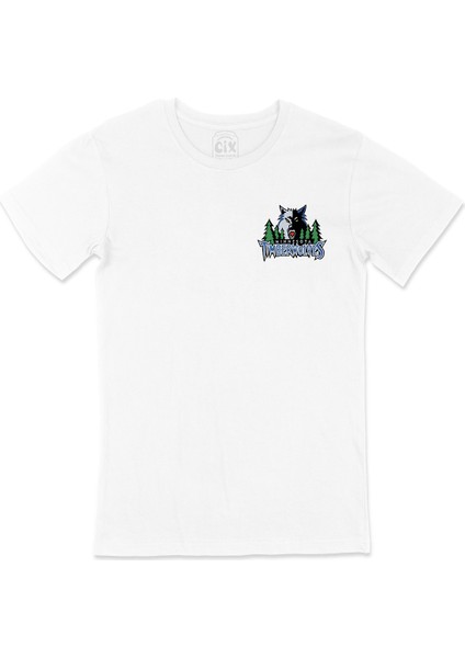 Mavi Minnesota Timberwolves Cep Logo Tasarımlı Beyaz Tişört