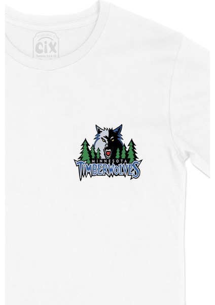 Mavi Minnesota Timberwolves Cep Logo Tasarımlı Beyaz Tişört fiyatları