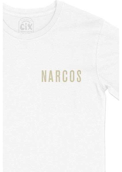 Narcos Orijinal Cep Logo Tasarımlı Beyaz Tişört fiyatları