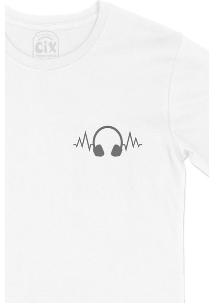 Kulaklık Cep Logo Tasarımlı Beyaz Tişört fiyatları