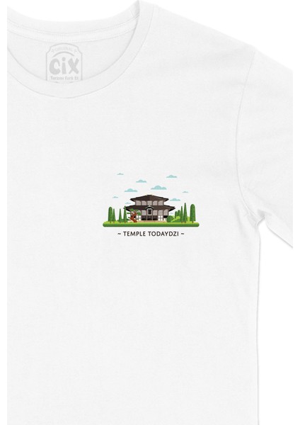 Todaiji Tapınağı Cep Logo Tasarımlı Beyaz Tişört fiyatları