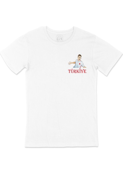 Türkiye Milli Takım Cep Logo Tasarımlı Beyaz Tişört