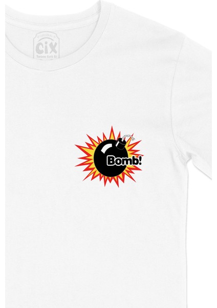 Bomba Bomb Cep Logo Tasarımlı Beyaz Tişört fiyatları