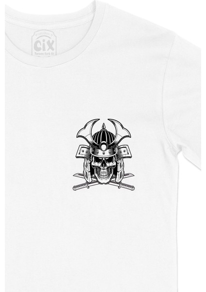 Kılınçlı Kuru Kafa Cep Logo Tasarımlı Beyaz Tişört fiyatları