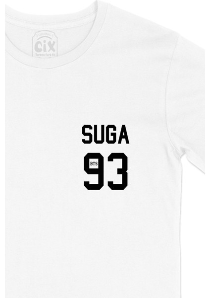 Bts Bangtan Boys Suga 93 Cep Logo Tasarımlı Beyaz Tişört fiyatları