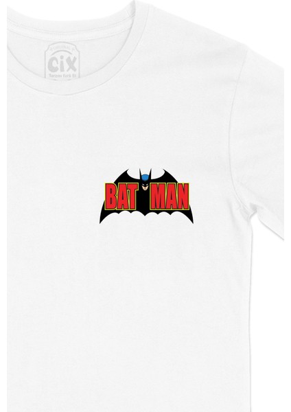 Batman Logolu Cep Logo Tasarımlı Beyaz Tişört fiyatları