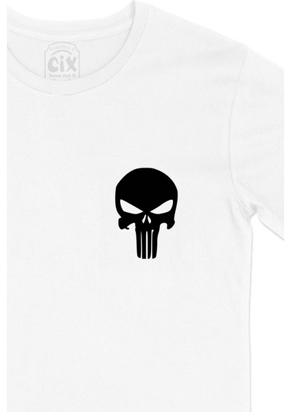 The Punisher Cep Logo Tasarımlı Beyaz Tişört fiyatları