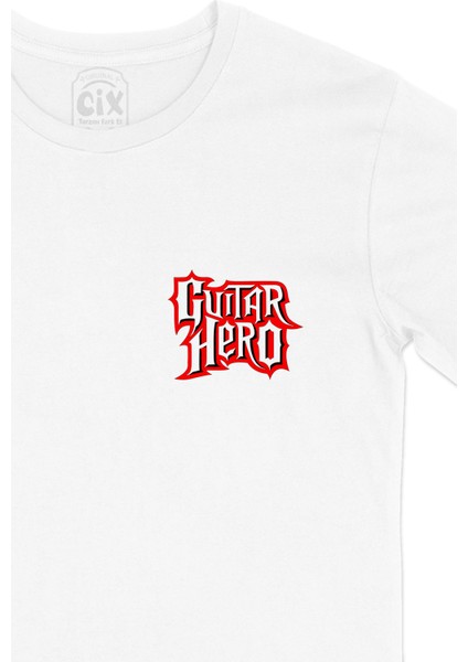 Guitar Hero Cep Logo Tasarımlı Beyaz Tişört fiyatları