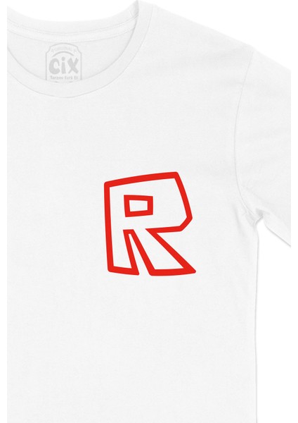 Roblox R Cep Logo Tasarımlı Beyaz Tişört