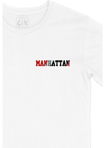 Manhattan Cep Logo Tasarımlı Beyaz Tişört fiyatları