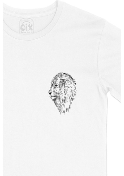 Asil Aslan Cep Logo Tasarımlı Beyaz Tişört fiyatları