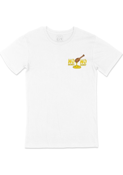 No Money No Honey Cep Logo Tasarımlı Beyaz Tişört