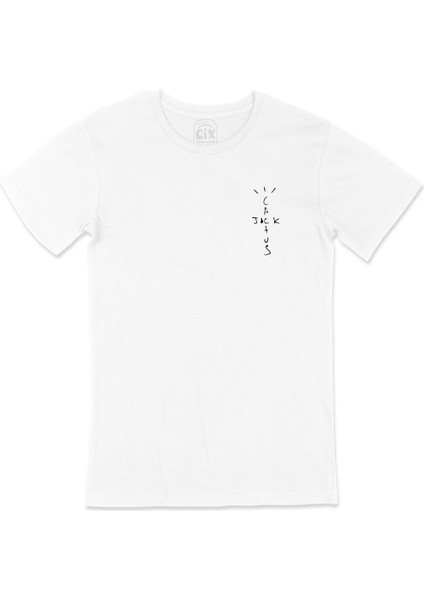 Jack Cactus Cep Logo Tasarımlı Beyaz Tişört