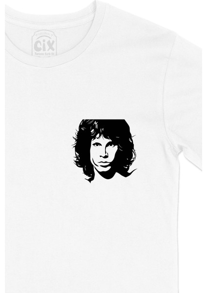 Jim Morrison Cep Logo Tasarımlı Beyaz Tişört fiyatları