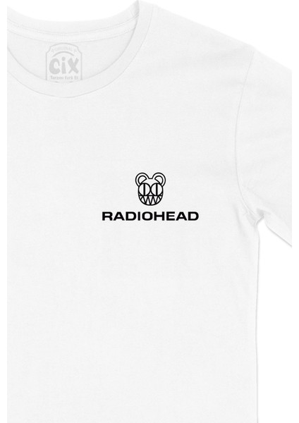 Radiohead Logolu Cep Logo Tasarımlı Beyaz Tişört fiyatları