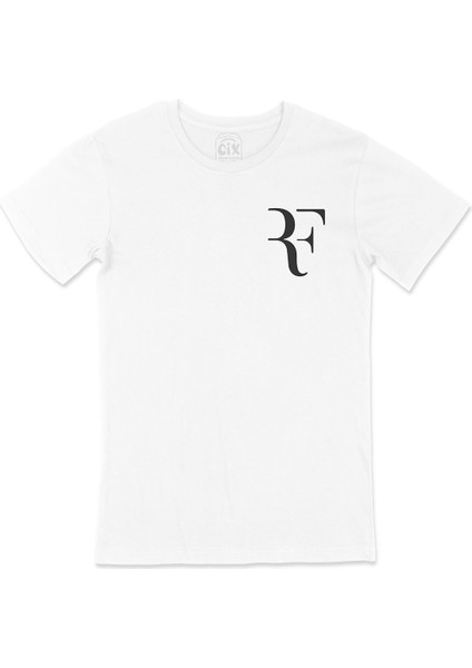 Roger Federer Rf Cep Logo Tasarımlı Beyaz Tişört