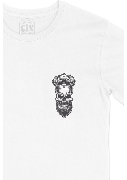 Kuru Kafa Şah Cep Logo Tasarımlı Beyaz Tişört fiyatları