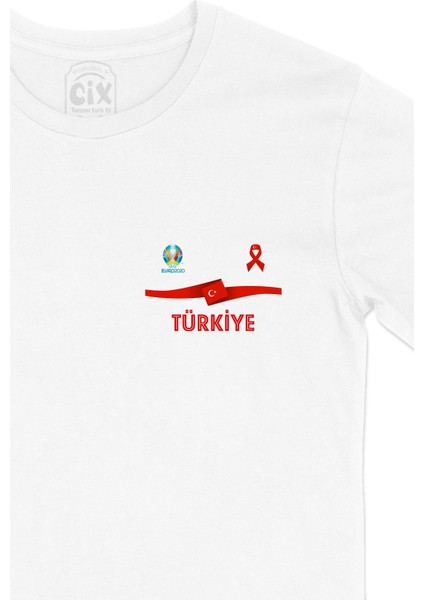 Türkiye Euro 2020 Cep Logo Tasarımlı Beyaz Tişört fiyatları
