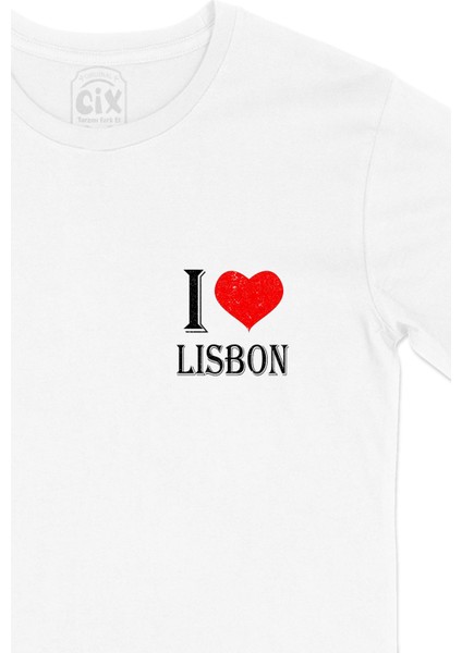 I Love Lisbon Cep Logo Tasarımlı Beyaz Tişört fiyatları