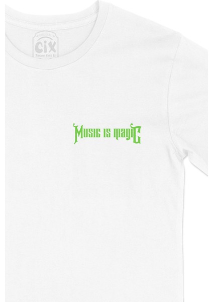 Music Is Magıc Cep Logo Tasarımlı Beyaz Tişört fiyatları