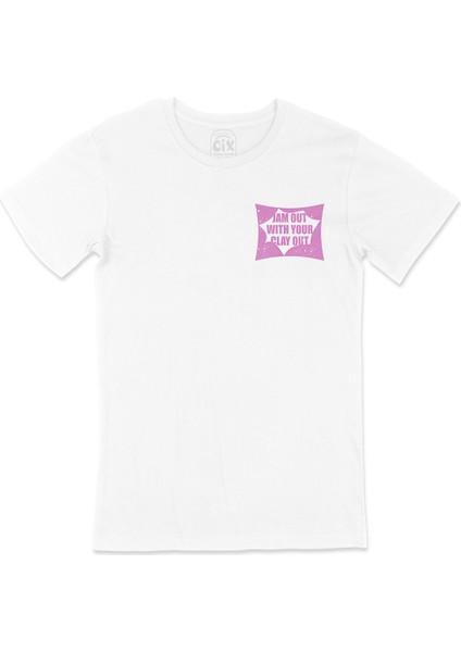 Jam Out With Your Clay Out Cep Logo Tasarımlı Beyaz Tişört