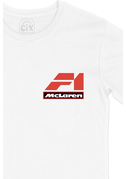 F1 Mc Laren Cep Logo Tasarımlı Beyaz Tişört fiyatları