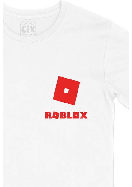 Roblox Logolu Cep Logo Tasarımlı Beyaz Tişört fiyatları