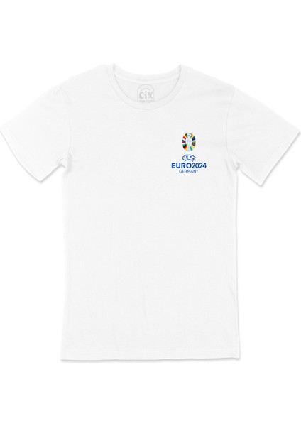 Euro 2024 Almanya Kupalı Cep Logo Tasarımlı Beyaz Tişört