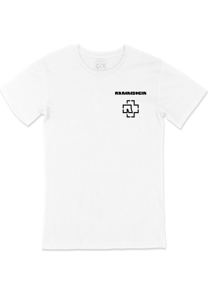 Rammstein Cep Logo Tasarımlı Beyaz Tişört
