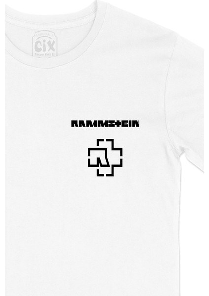 Rammstein Cep Logo Tasarımlı Beyaz Tişört