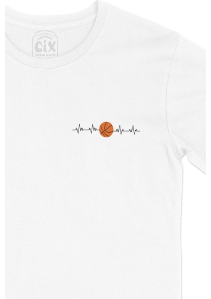 Basketbol Aşkı Cep Logo Tasarımlı Beyaz Tişört fiyatları