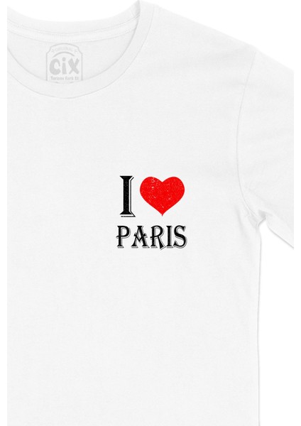 I Love Paris Cep Logo Tasarımlı Beyaz Tişört fiyatları
