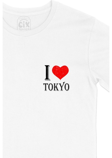 I Love Tokyo Cep Logo Tasarımlı Beyaz Tişört fiyatları